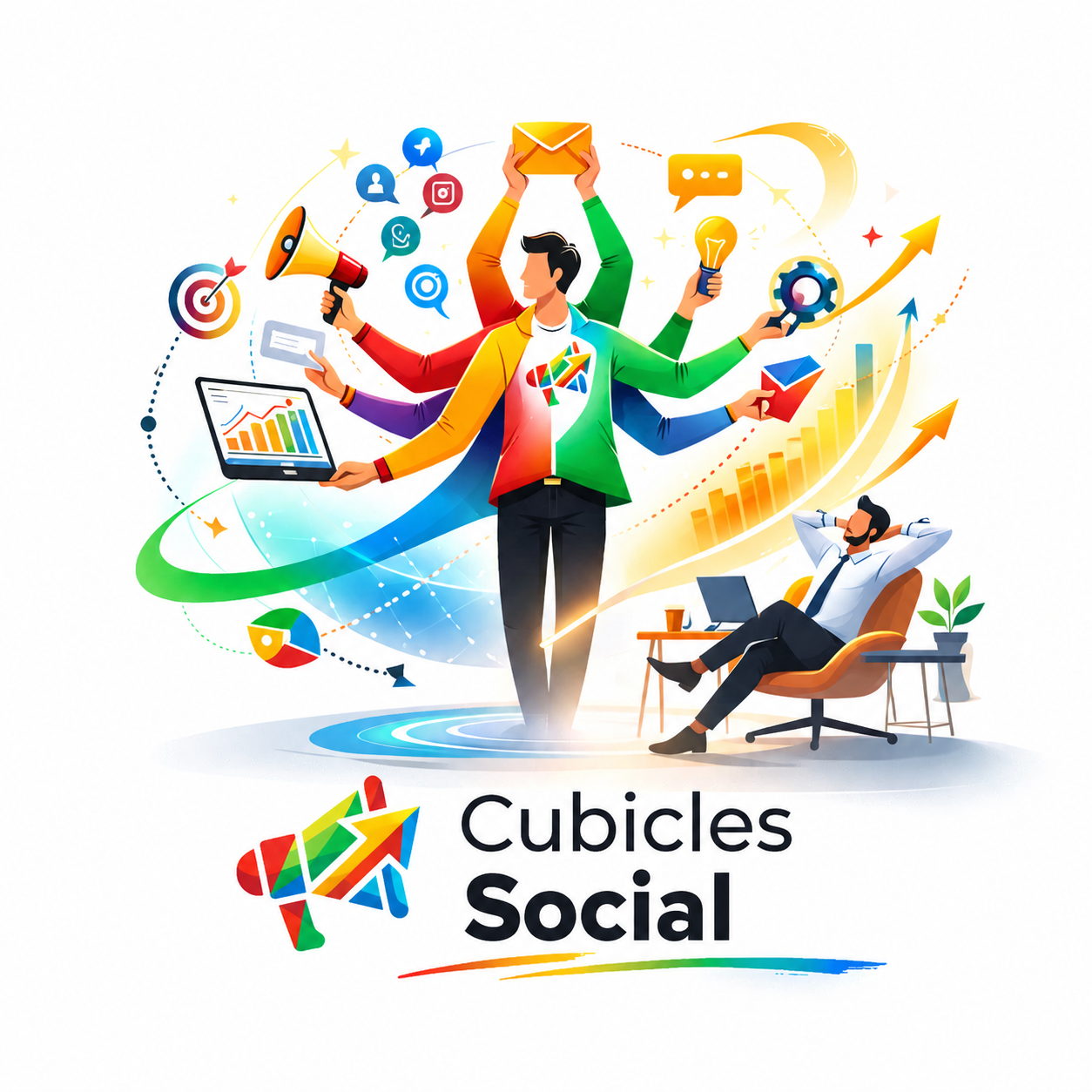 Cubicles Social — multi-platform publishing