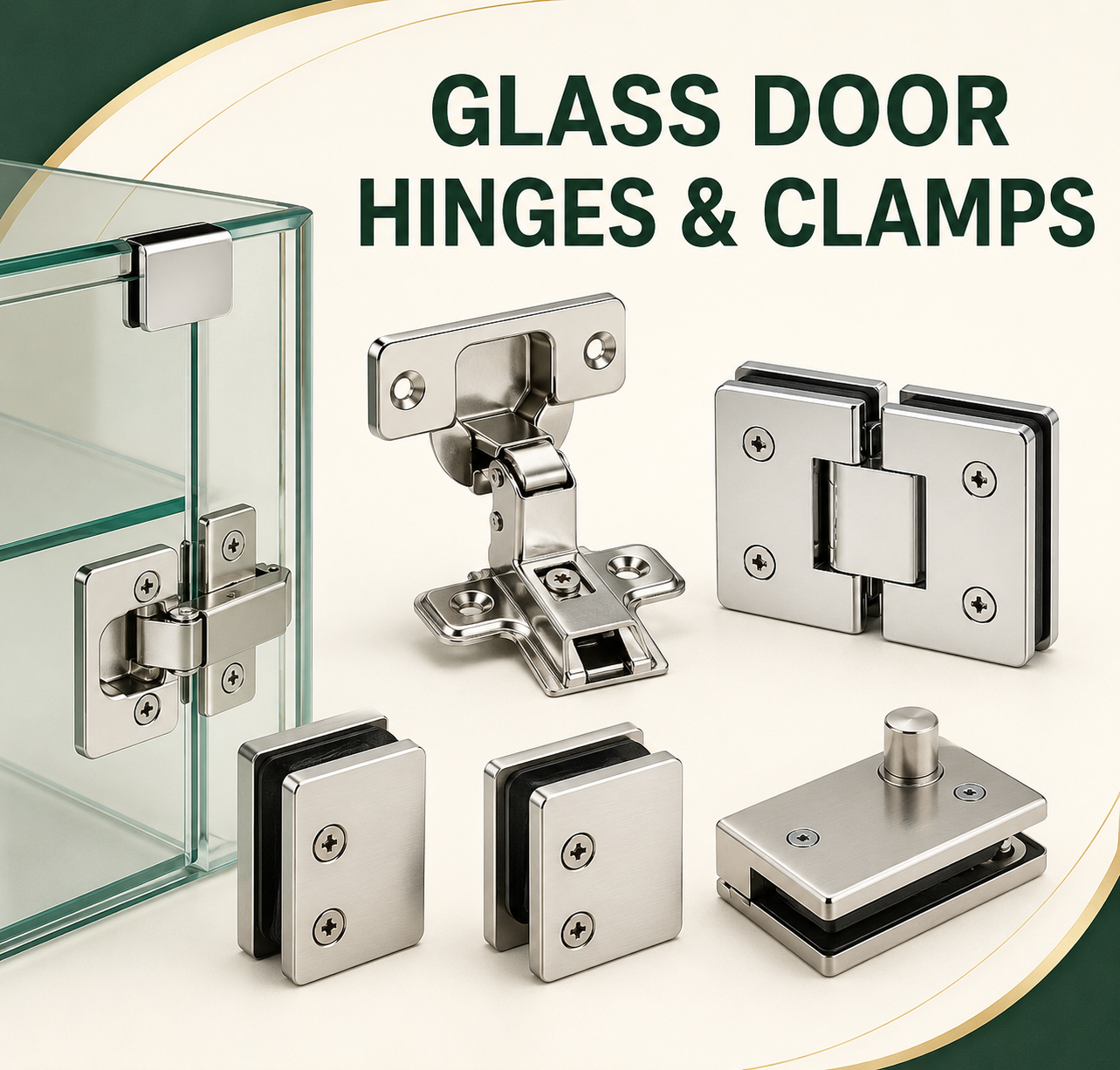 Glass Door Hinges & Clamps