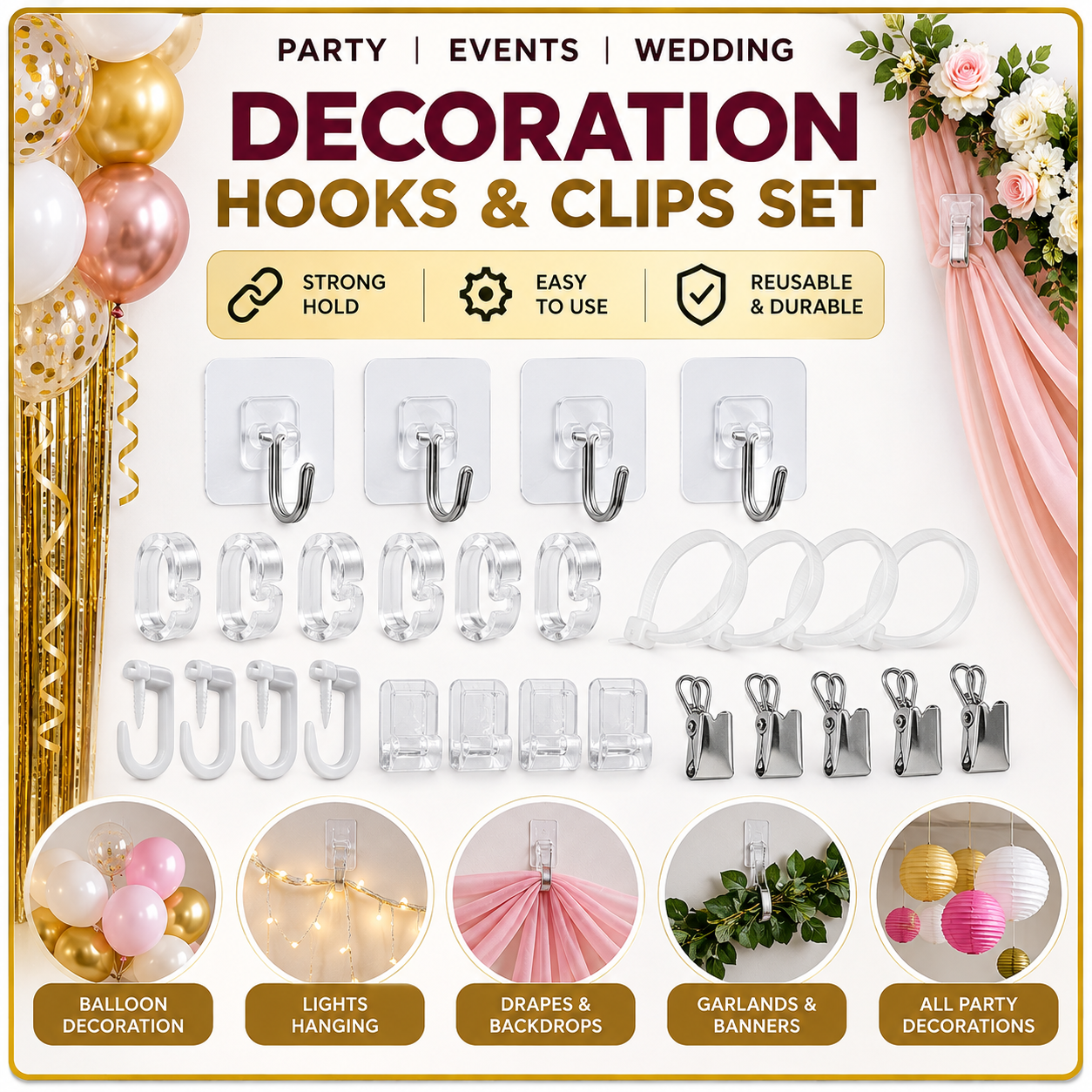 Decoration Hooks Clips Set
