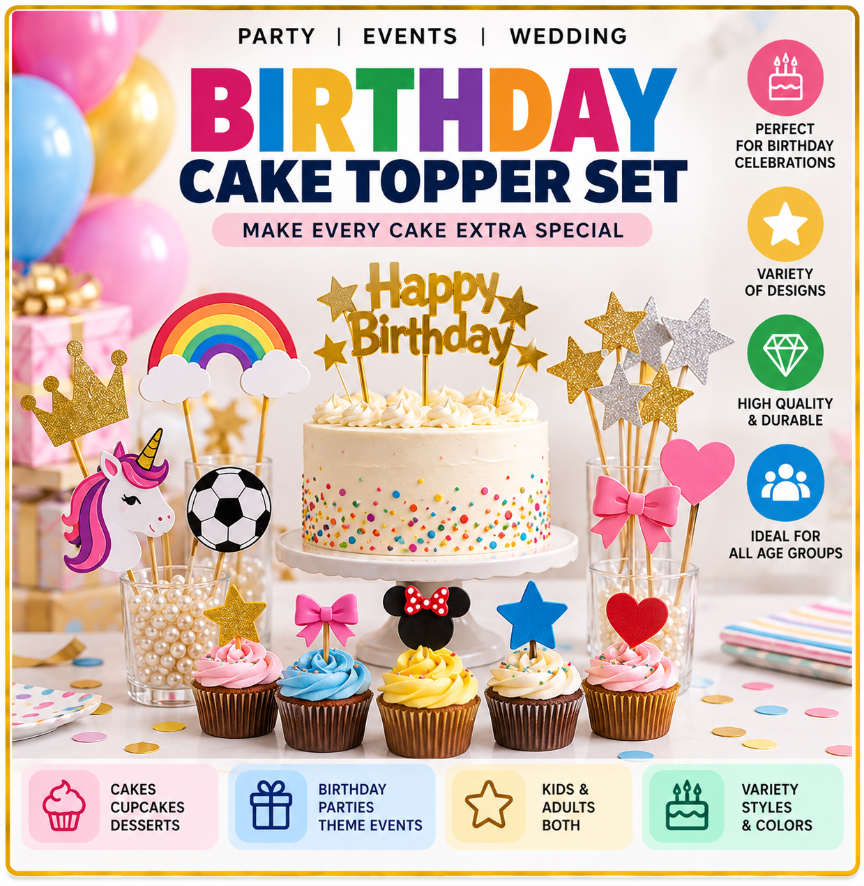Birthday Cake Topper Set