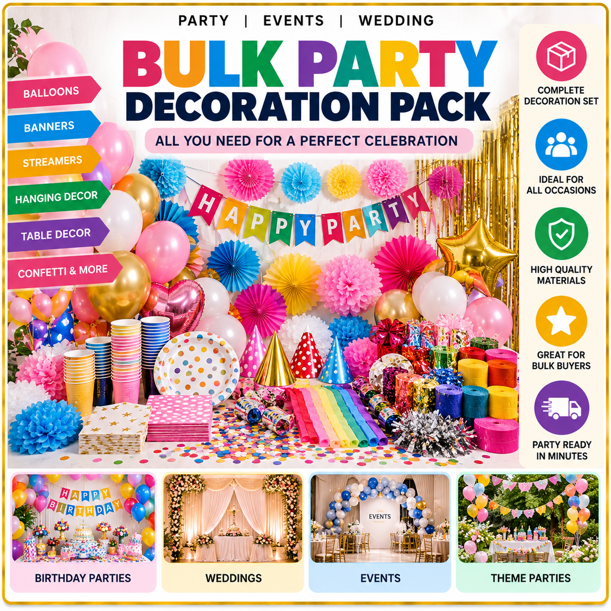 Bulk Party Decoration Pack