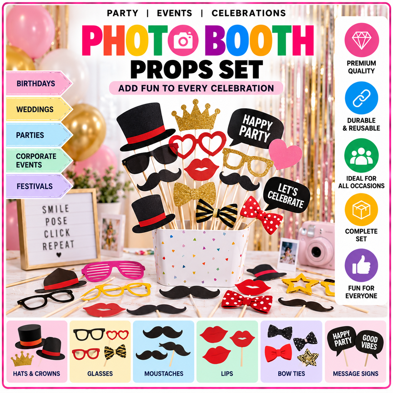 Photo Booth Props Set