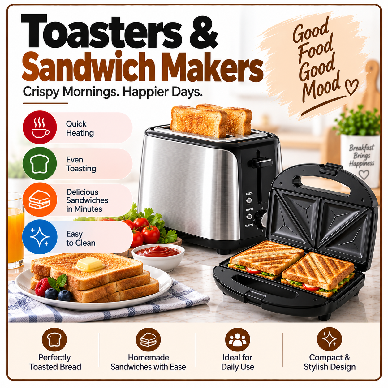 Home Appliances Kitchen Toaster Sandwich Maker image