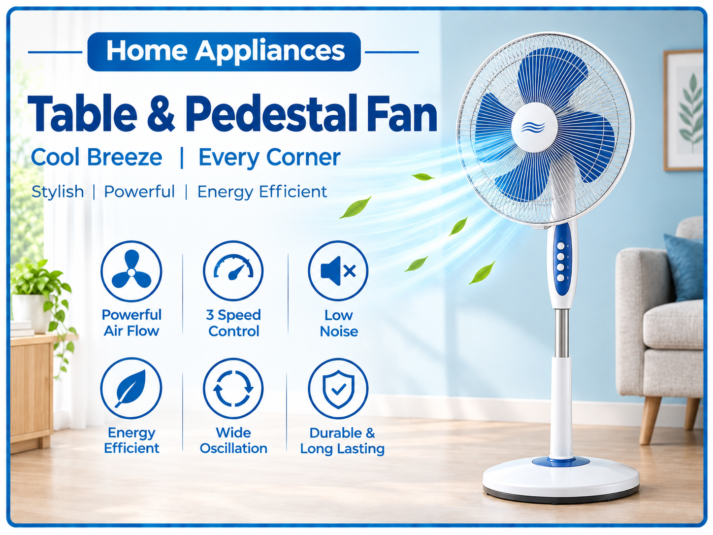 Home Appliances Table Pedestal Fan image