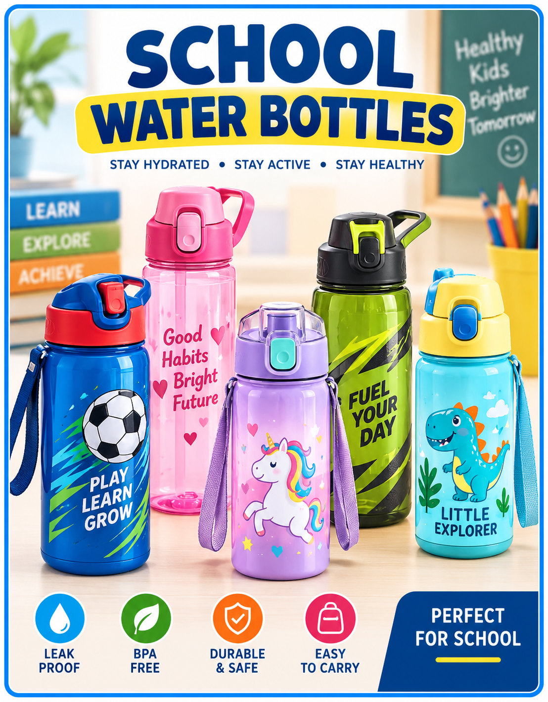 Back To School Water Bottles