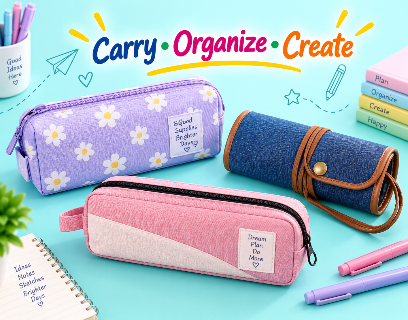 Stationery SchoolDesk ZipperPouchesRollUps